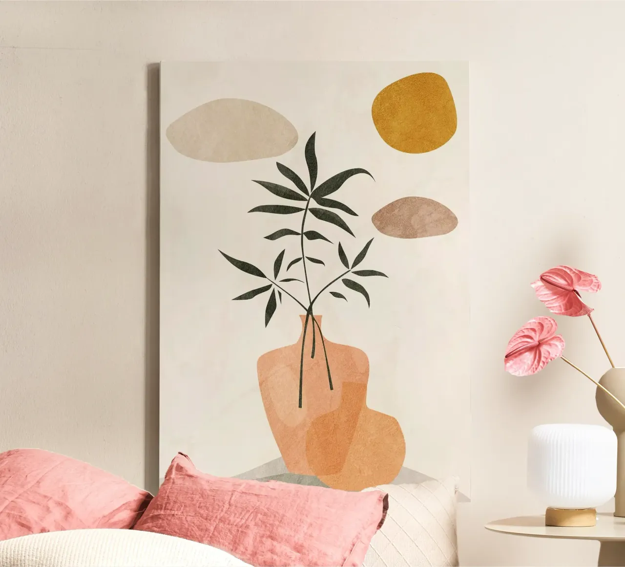 vaas canvas met Baklijst van Abstract Botanical Art