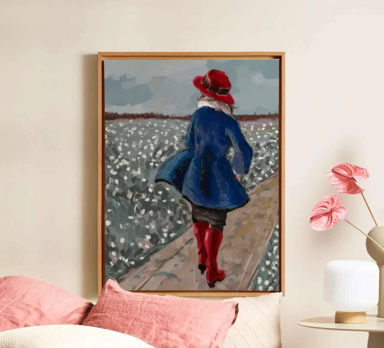 Mystischer Winterspaziergang Leinwand mit Schattenfugenrahmen von Verve Pigments