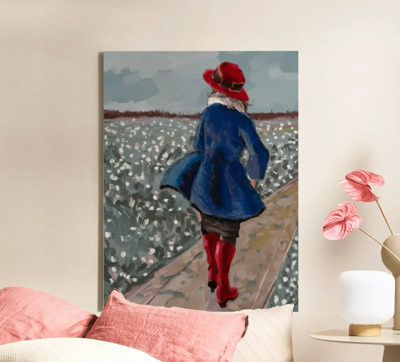 Mystischer Winterspaziergang Leinwand mit Schattenfugenrahmen von Verve Pigments