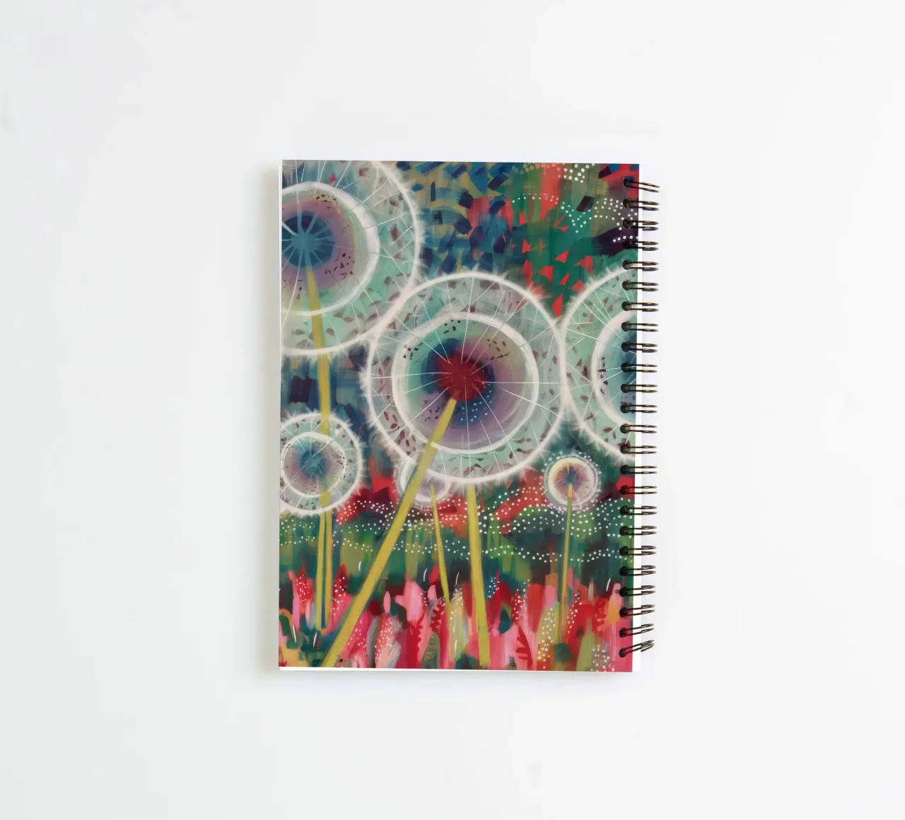 Whimsical Dandelion Dreams spiral notebook by Verve Pigments