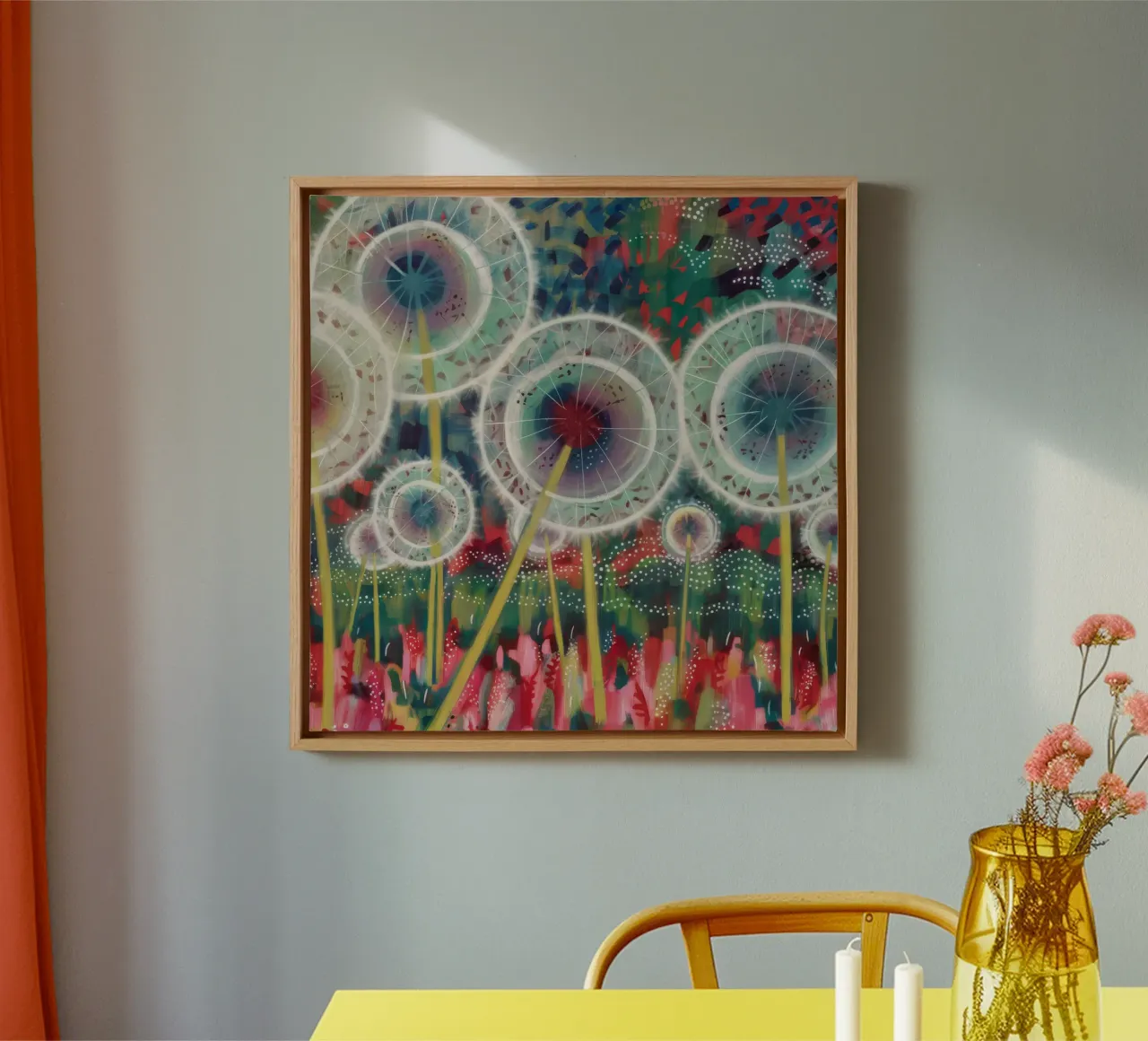 Whimsical Dandelion Dreams canvas by Verve Pigments