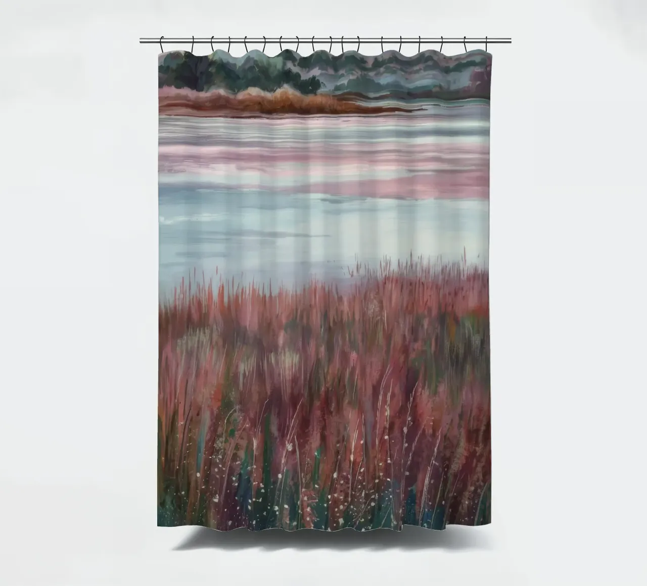 Riflessi di un prato sereno tenda da doccia da Verve Pigments