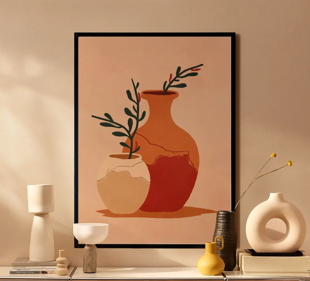 vasi poster con telaio in legno da Abstract Botanical Art