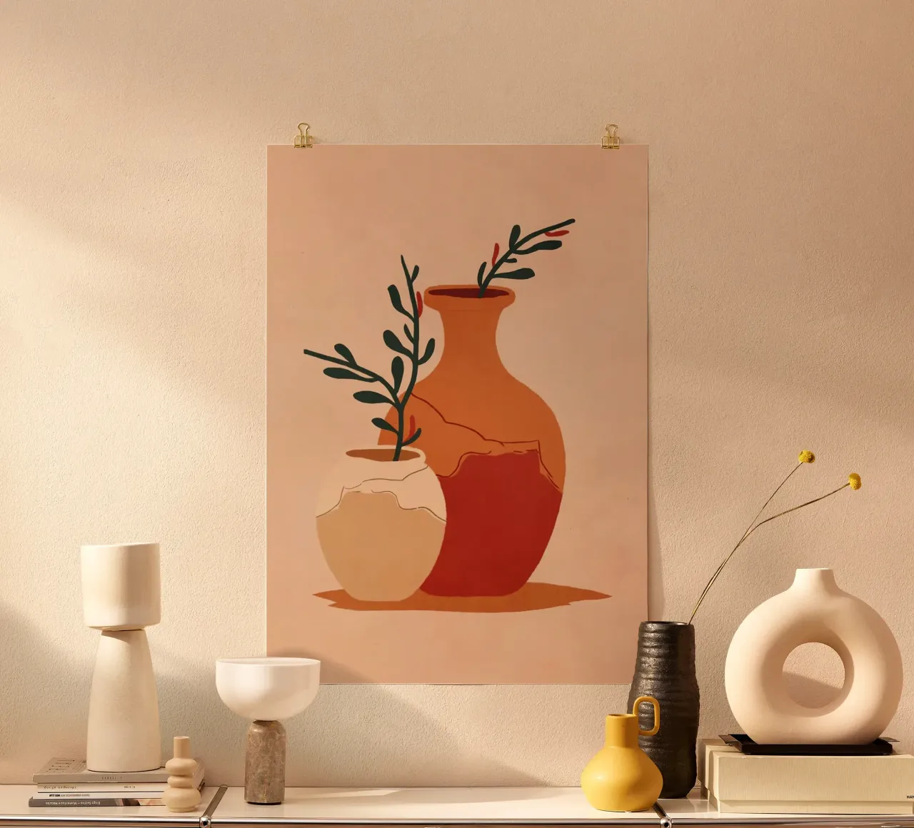 vasi poster con telaio in legno da Abstract Botanical Art