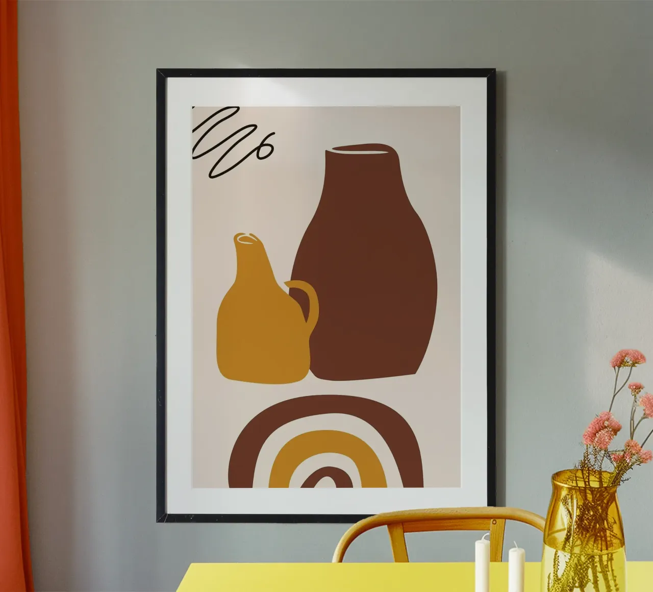 jarrón poster con marco de plástico de Abstract Botanical Art