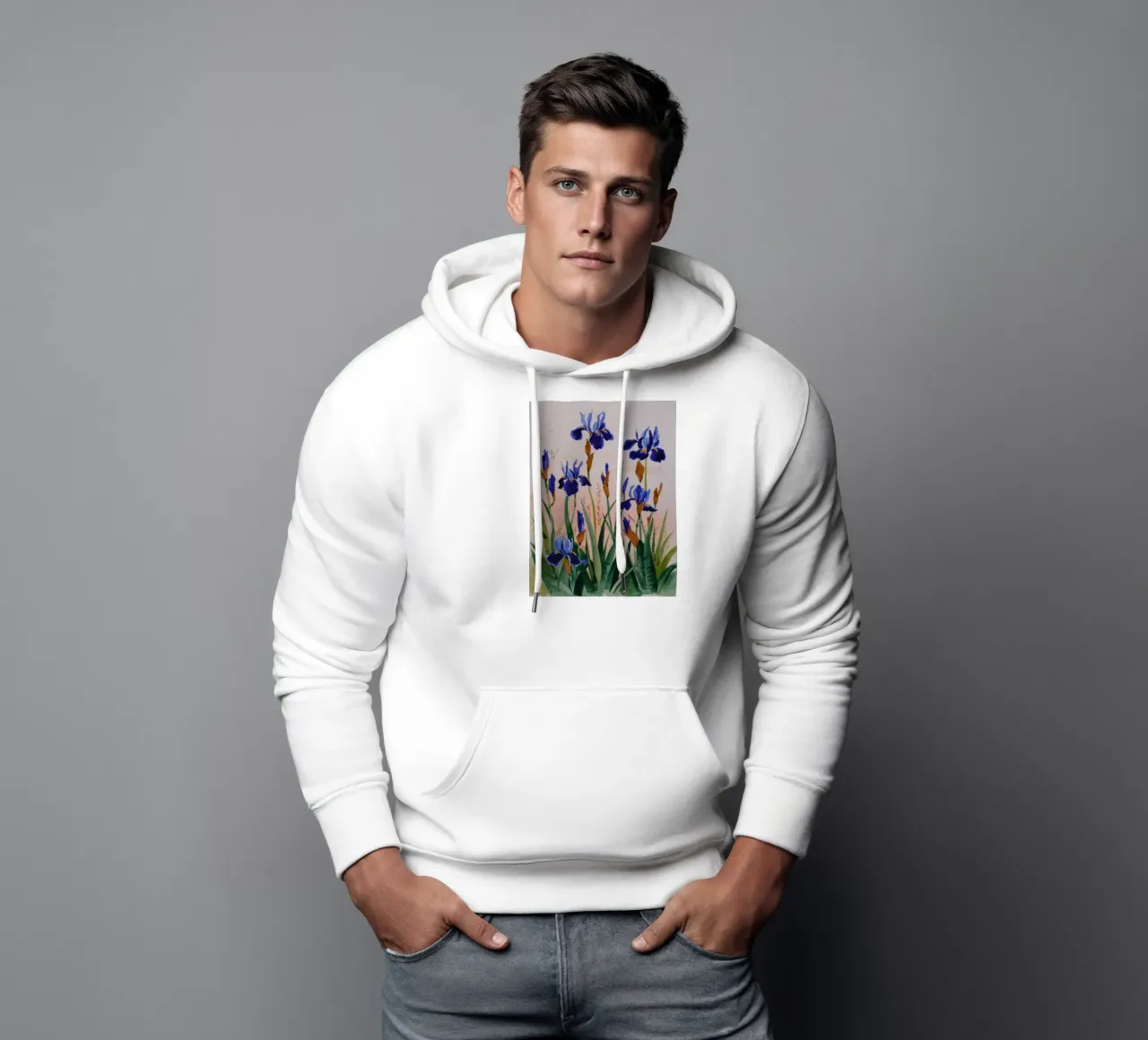 Eleganti fiori di iris felpa con cappuccio da Verve Pigments