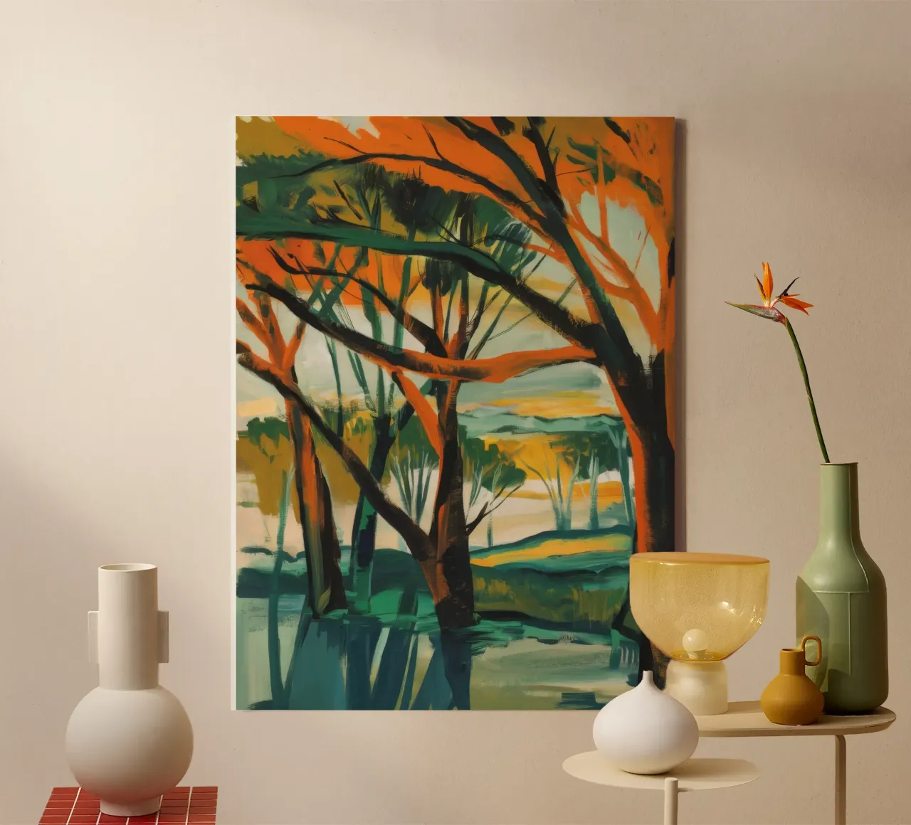 Herbst Wald Harmonie Leinwand mit Schattenfugenrahmen von Verve Pigments