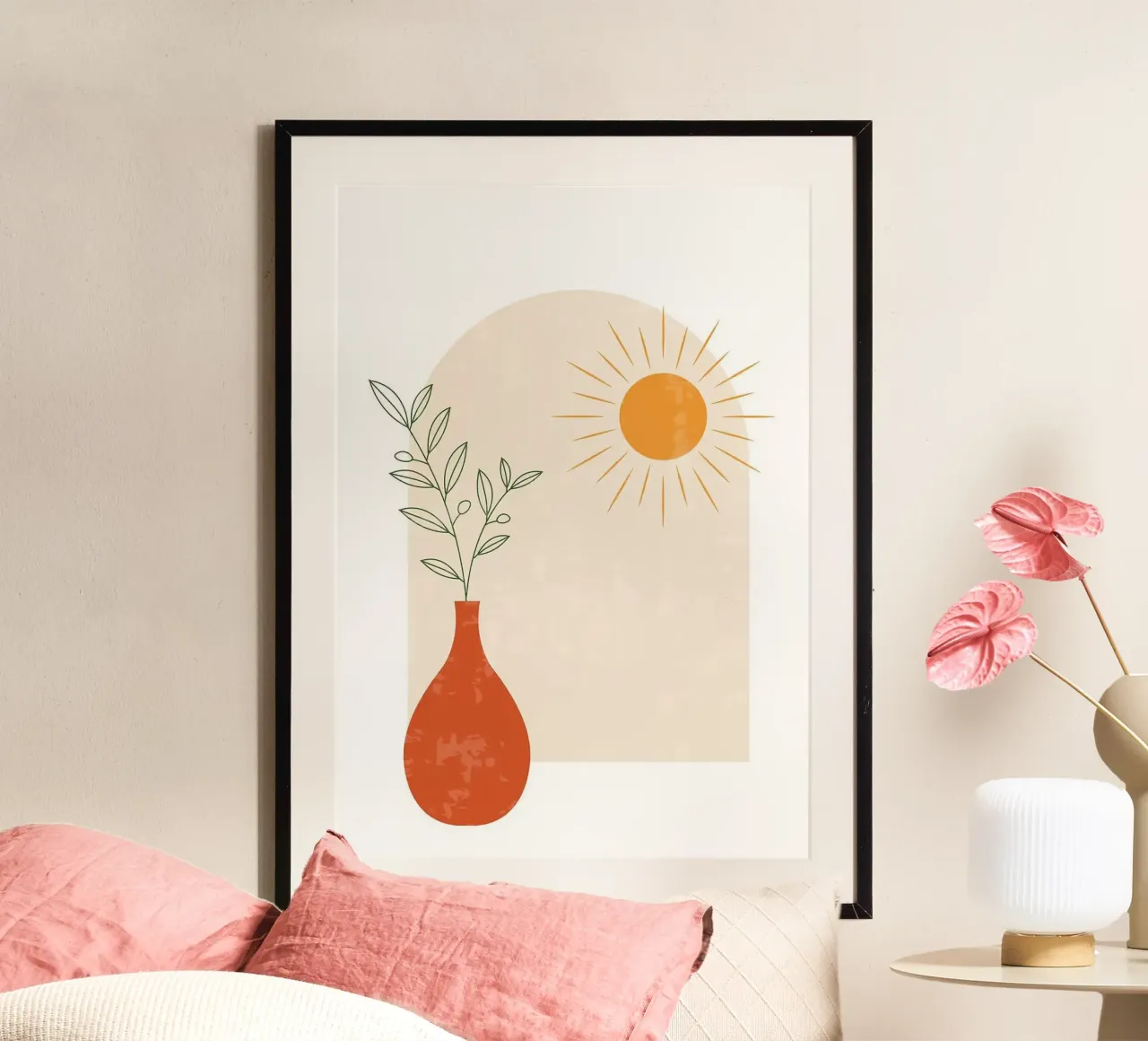 vaso poster con telaio in legno da Abstract Botanical Art