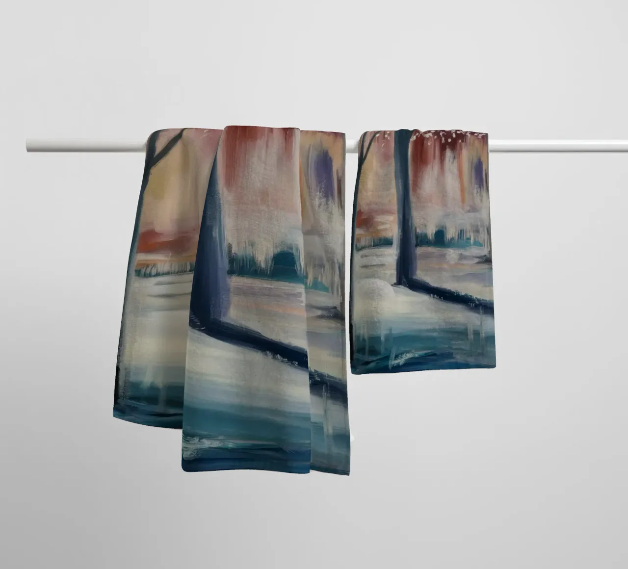 Snowy Orchard Tranquility towel by Verve Pigments