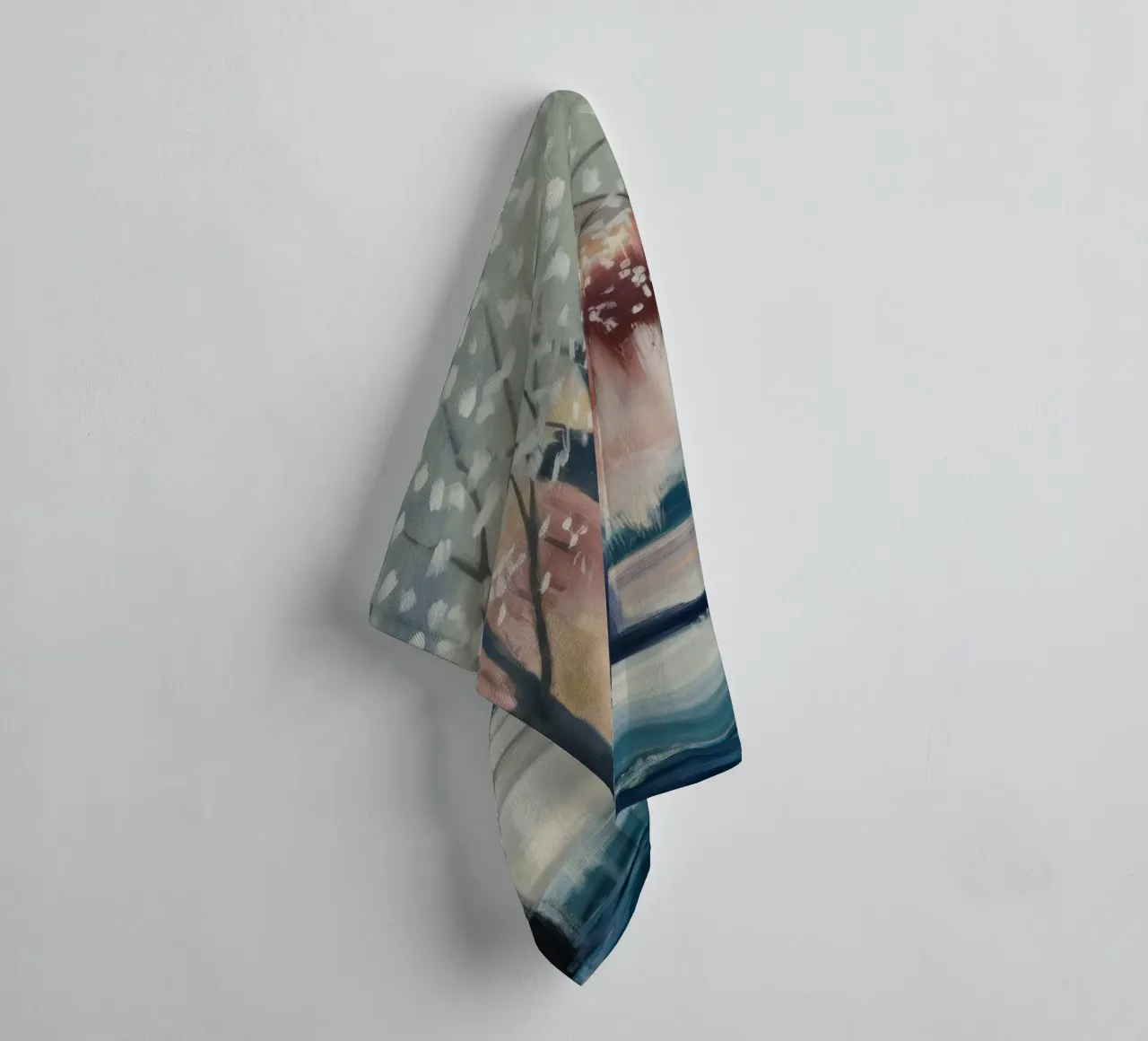 Snowy Orchard Tranquility towel by Verve Pigments