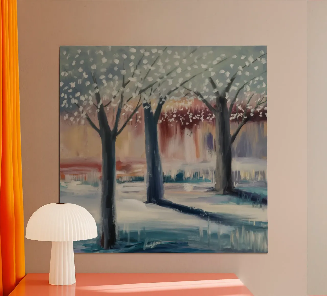 Tranquillità del frutteto innevato poster da Verve Pigments