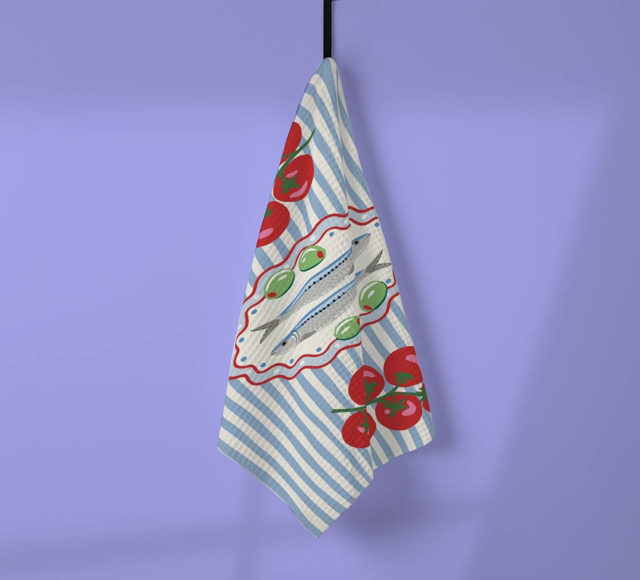 Sardines & Tomatoes – Mediterranean Mood torchon de Vivdesign
