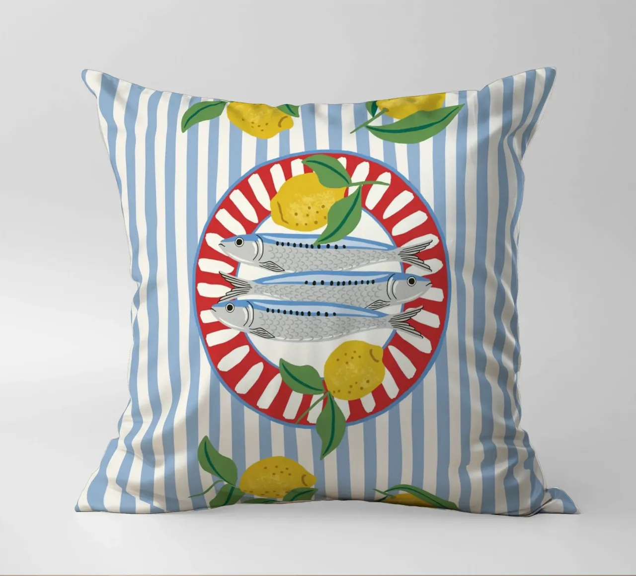 Sardines & Lemons – Mediterranean vibes cojín de Vivdesign