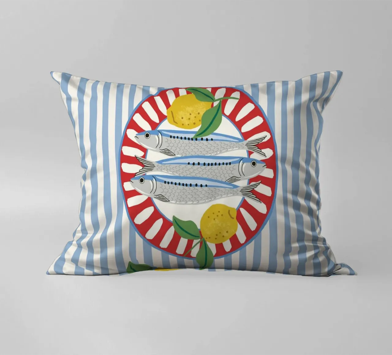 Sardines & Lemons – Mediterranean vibes cuscino da Vivdesign