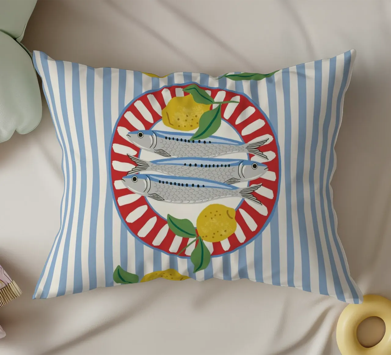 Sardines & Lemons – Mediterranean vibes cuscino da Vivdesign
