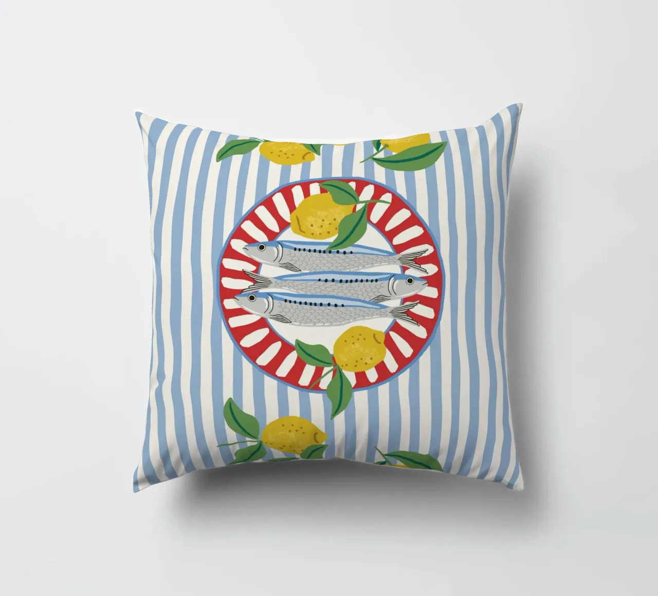 Sardines & Lemons – Mediterranean vibes cuscino da Vivdesign