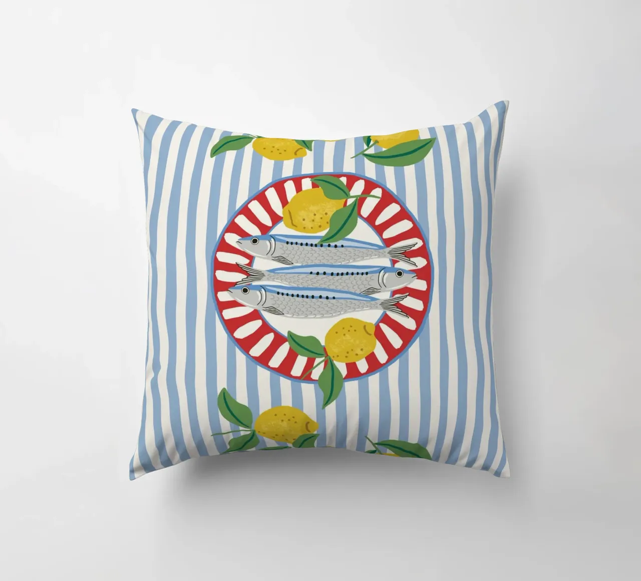 Sardines & Lemons – Mediterranean vibes cuscino da Vivdesign