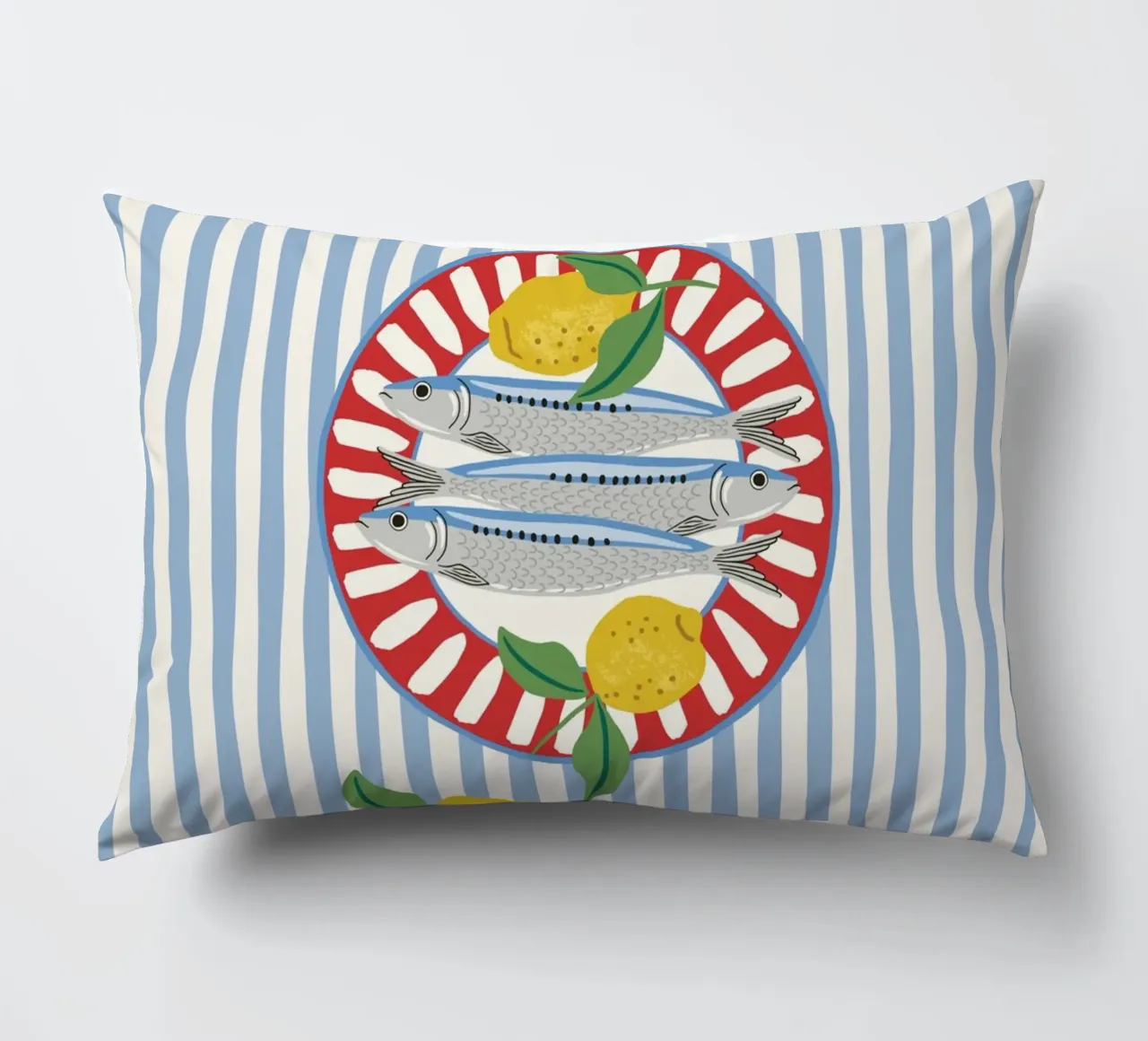Sardines & Lemons – Mediterranean vibes cuscino da Vivdesign