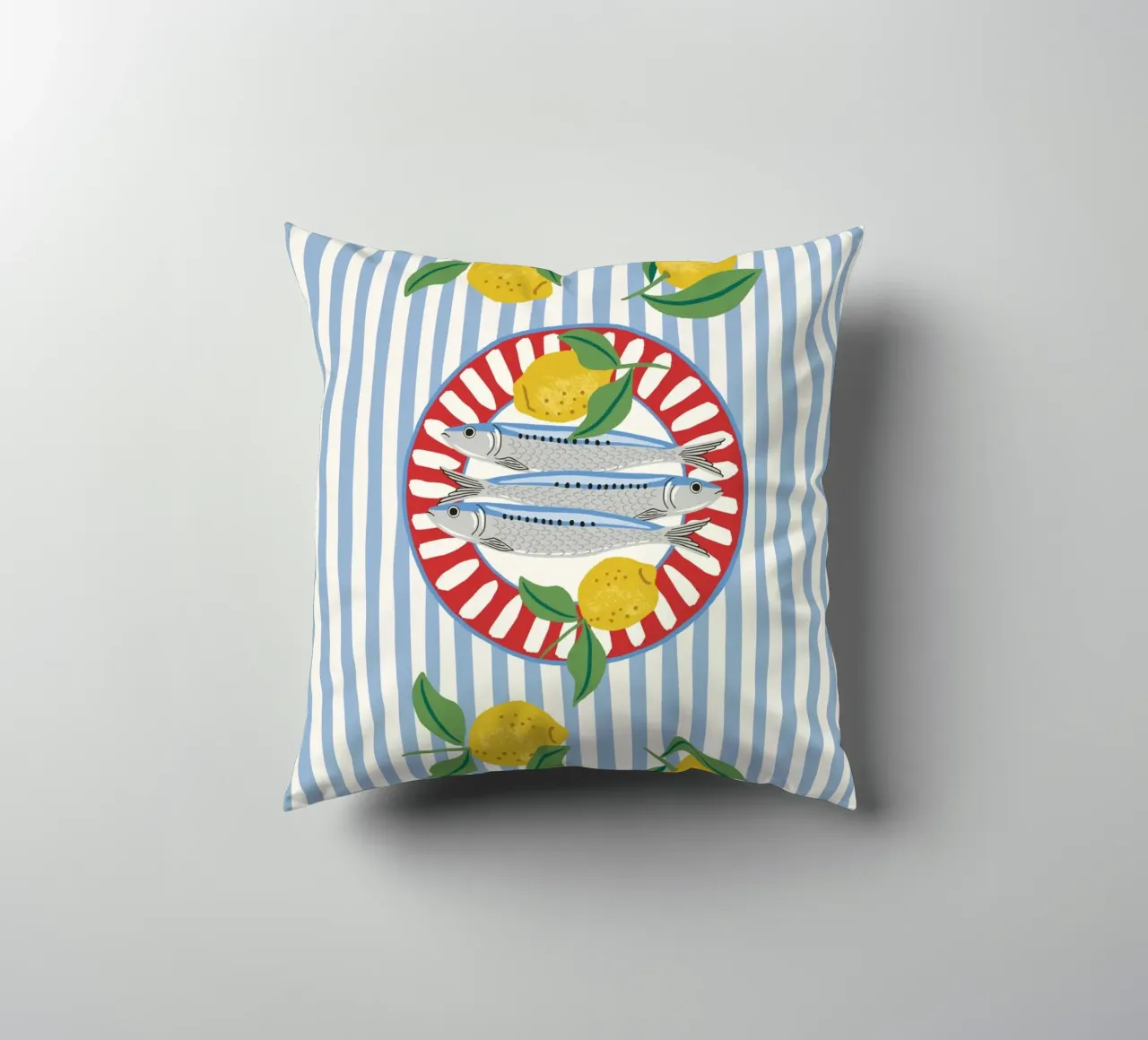 Sardines & Lemons – Mediterranean vibes cuscino da Vivdesign