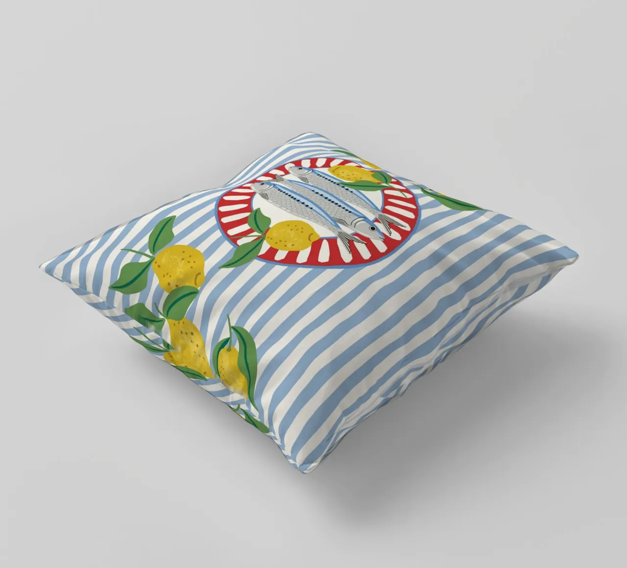 Sardines & Lemons – Mediterranean vibes cuscino da Vivdesign