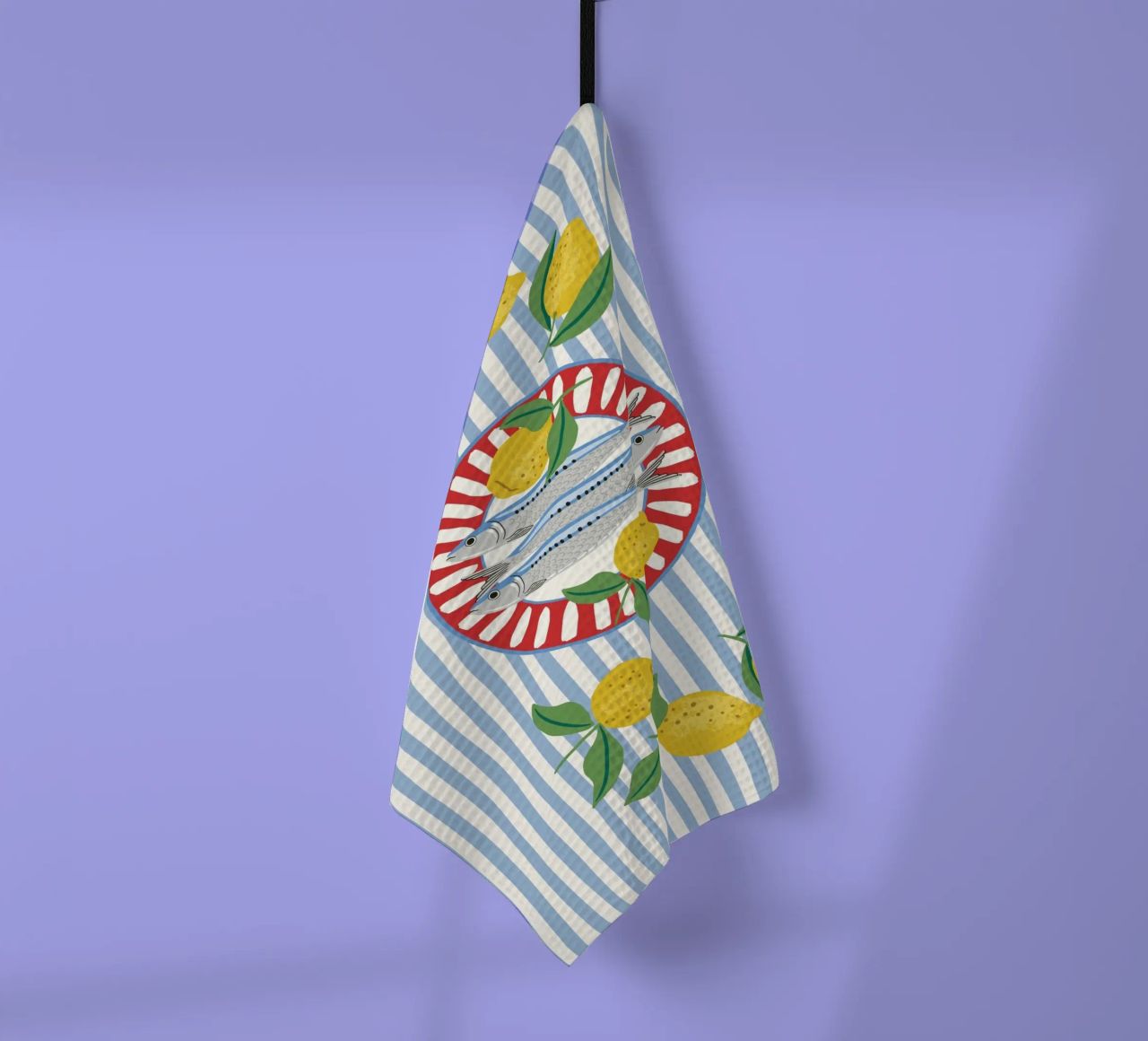 Sardines & Lemons – Mediterranean vibes torchon de Vivdesign
