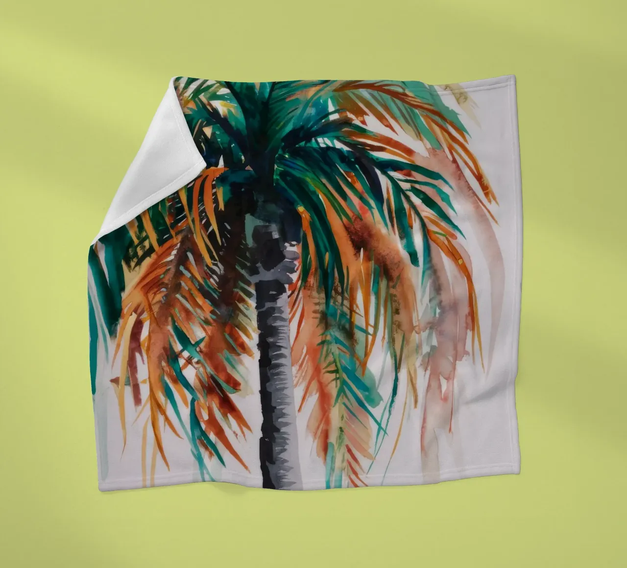 Vivid Palm Majesty fleece blanket by Verve Pigments