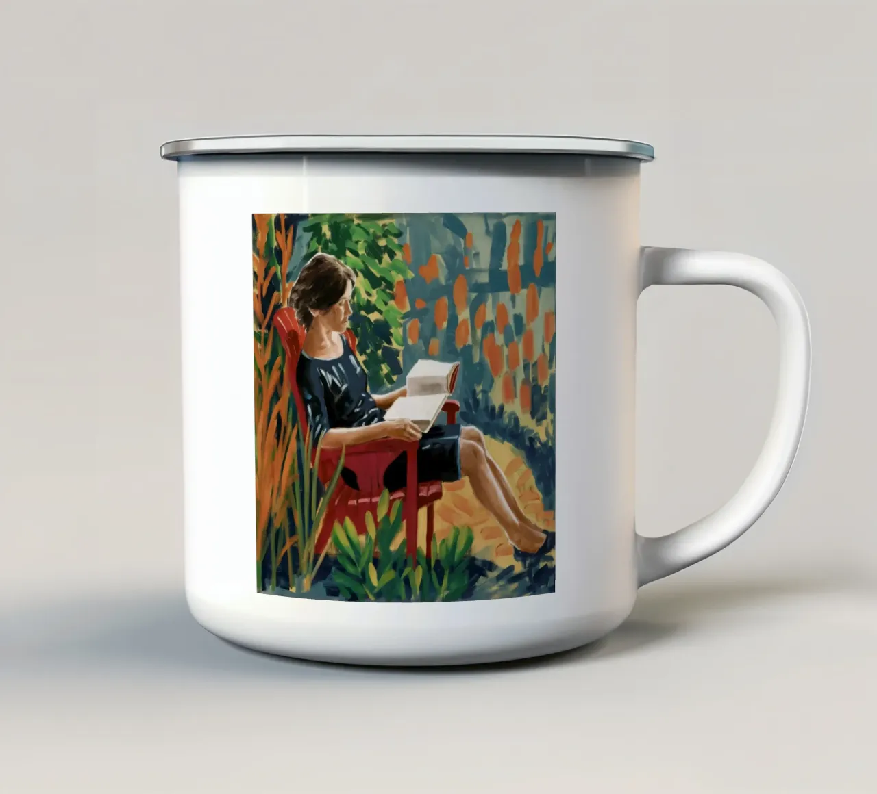 Lecture du jardin contemplatif mug en émail de Verve Pigments