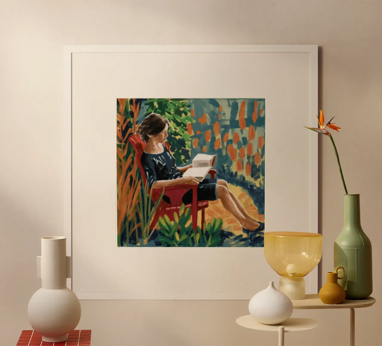 Lecture du jardin contemplatif poster de Verve Pigments