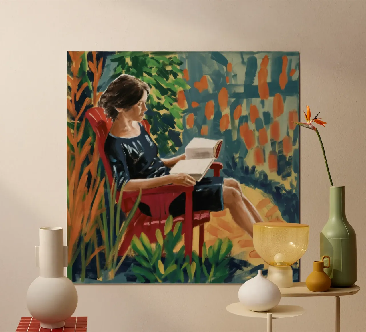 Lecture du jardin contemplatif poster de Verve Pigments