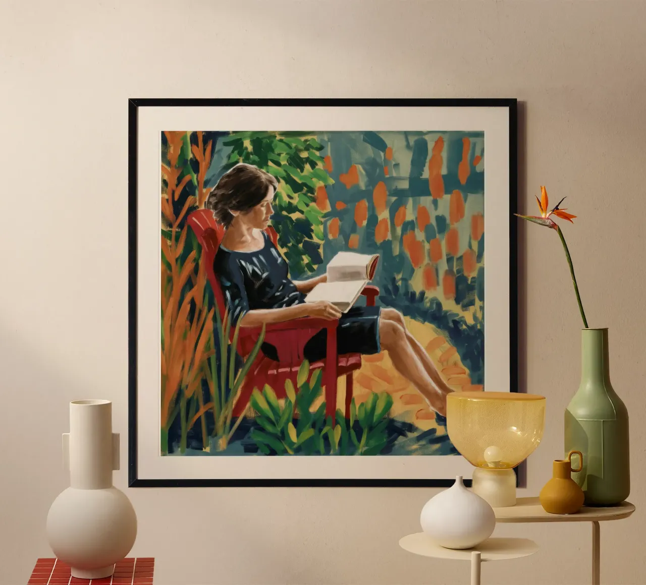 Lecture du jardin contemplatif poster de Verve Pigments