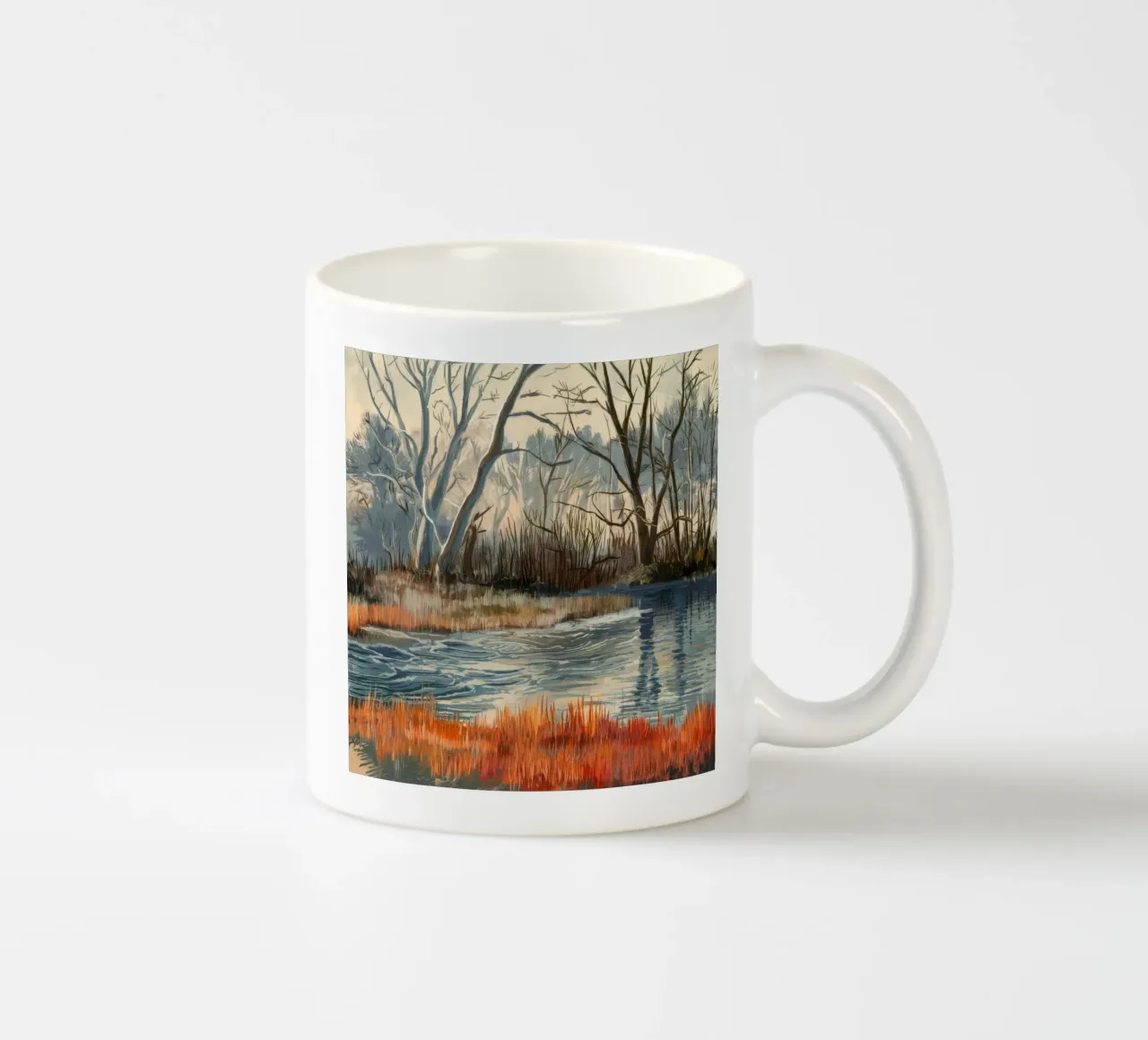 La quiete invernale delle paludi tazza in ceramica da Verve Pigments
