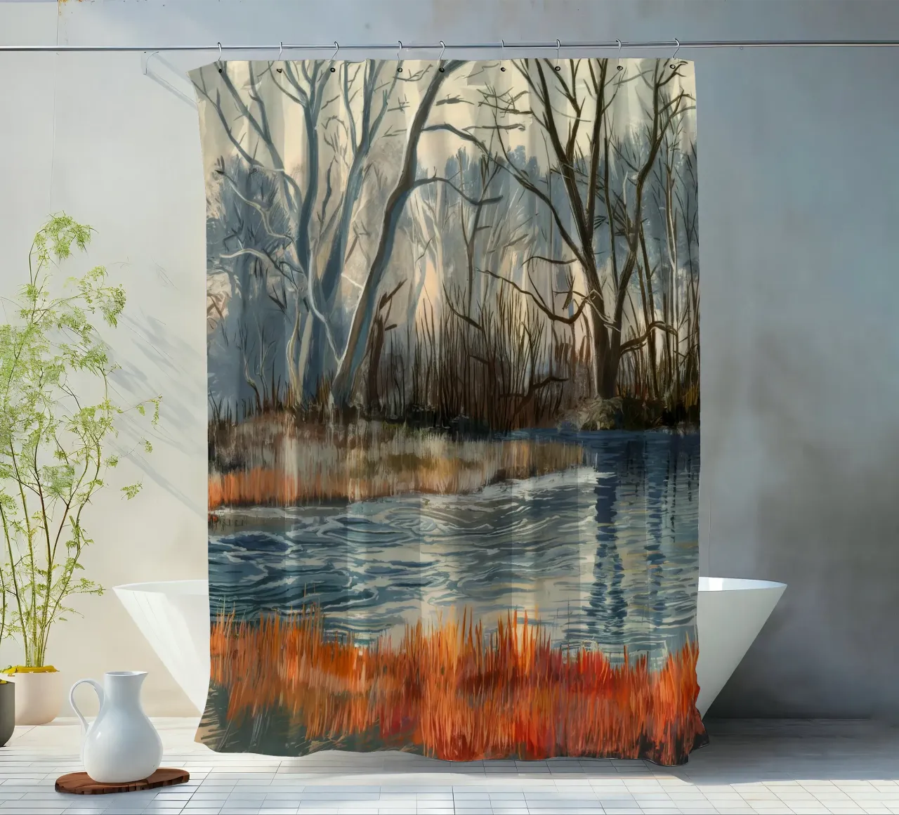 Winter Moeras Stilte douchegordijn van Verve Pigments