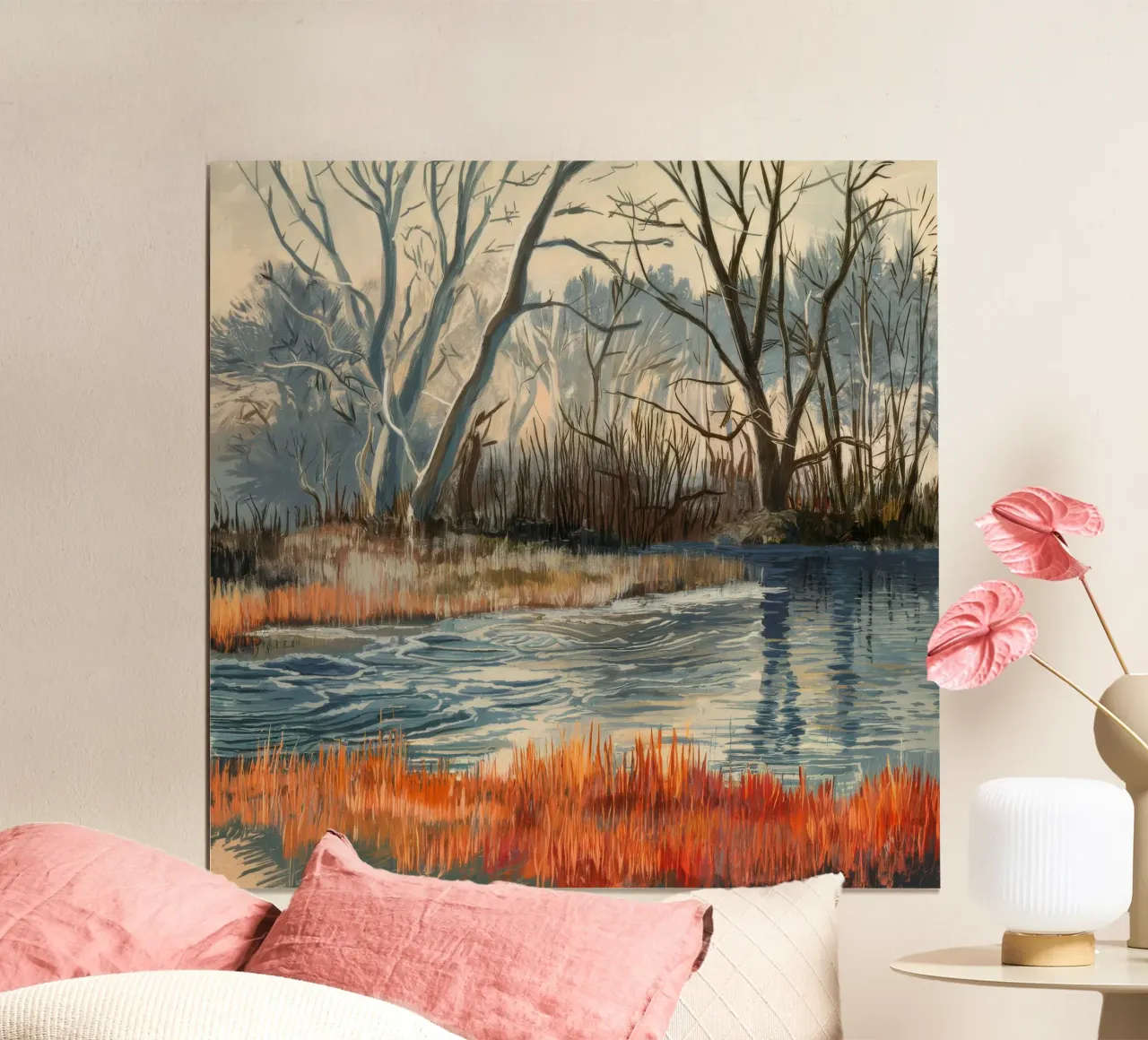 La quiete invernale delle paludi poster con telaio in legno da Verve Pigments