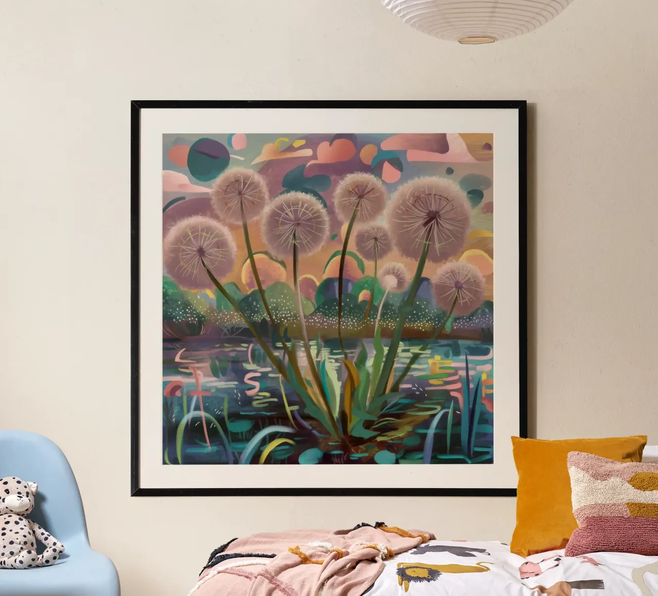Caprichos fantásticos con dientes de león poster de Verve Pigments