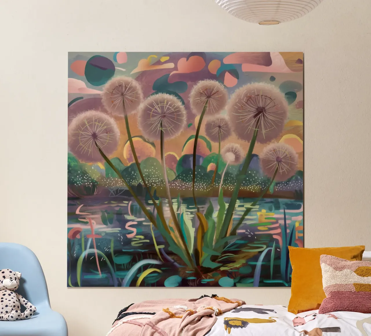 Caprichos fantásticos con dientes de león poster de Verve Pigments