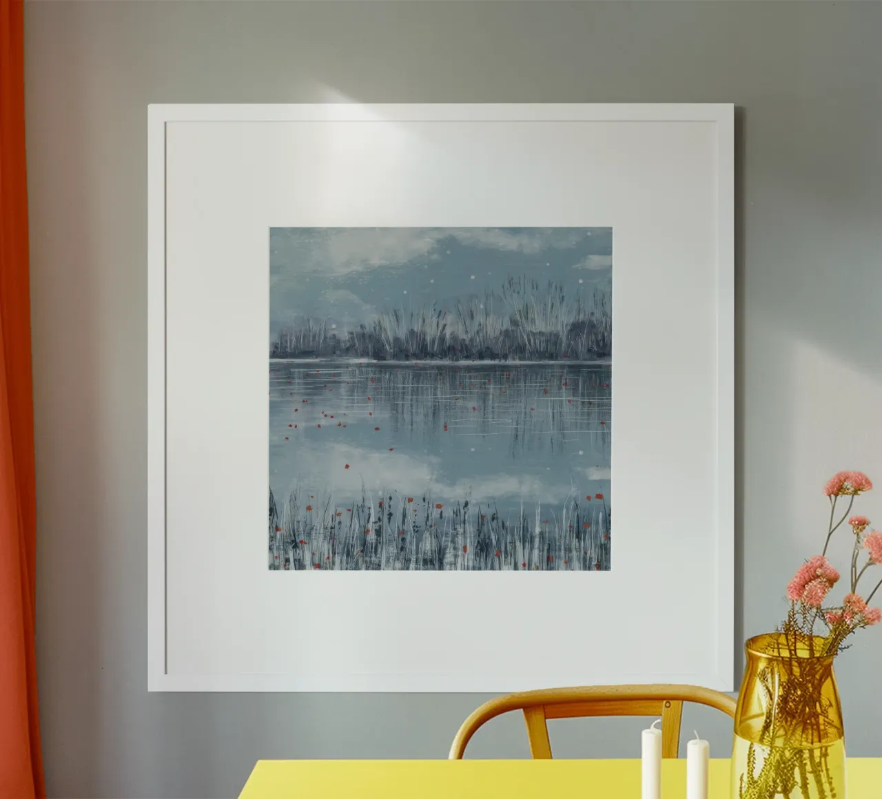 Serenità invernale eterea poster con telaio in plastica da Verve Pigments