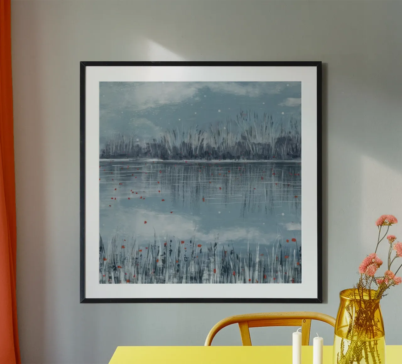 Serenità invernale eterea poster con telaio in plastica da Verve Pigments