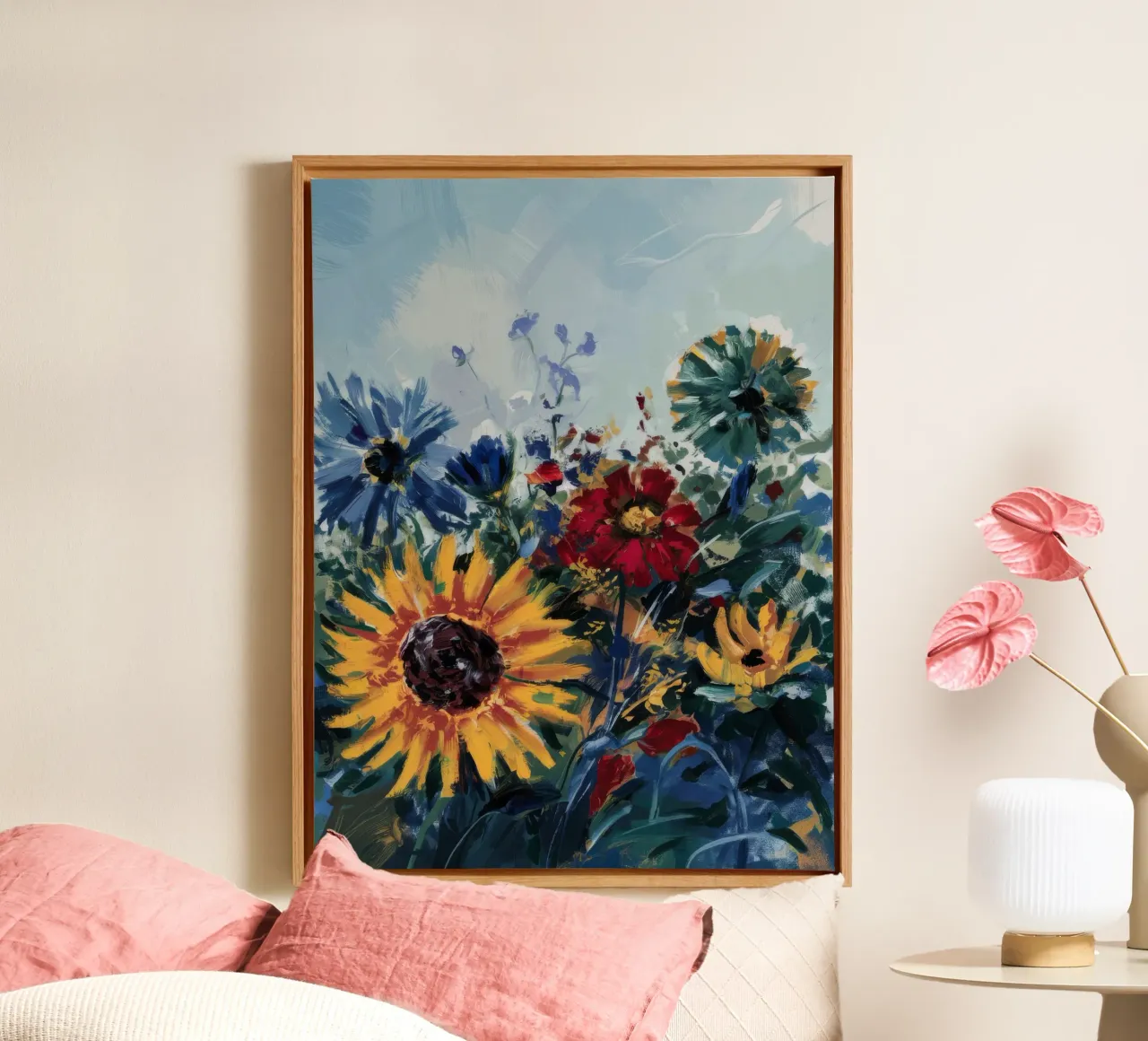 Resplendent Floral Harmony canvas with Floater frame by Verve Pigments