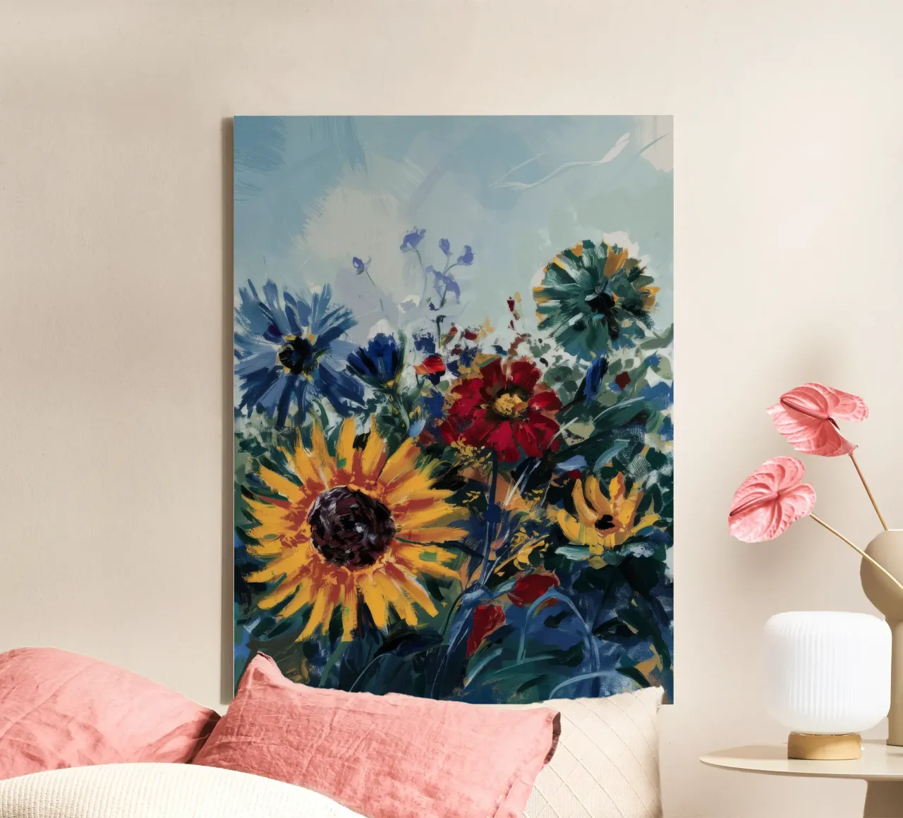 Resplendent Floral Harmony canvas with Floater frame by Verve Pigments