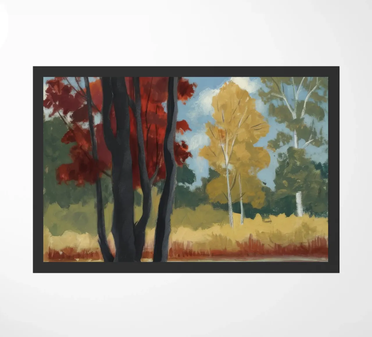 Autumnal Forest Tranquility doormat by Verve Pigments