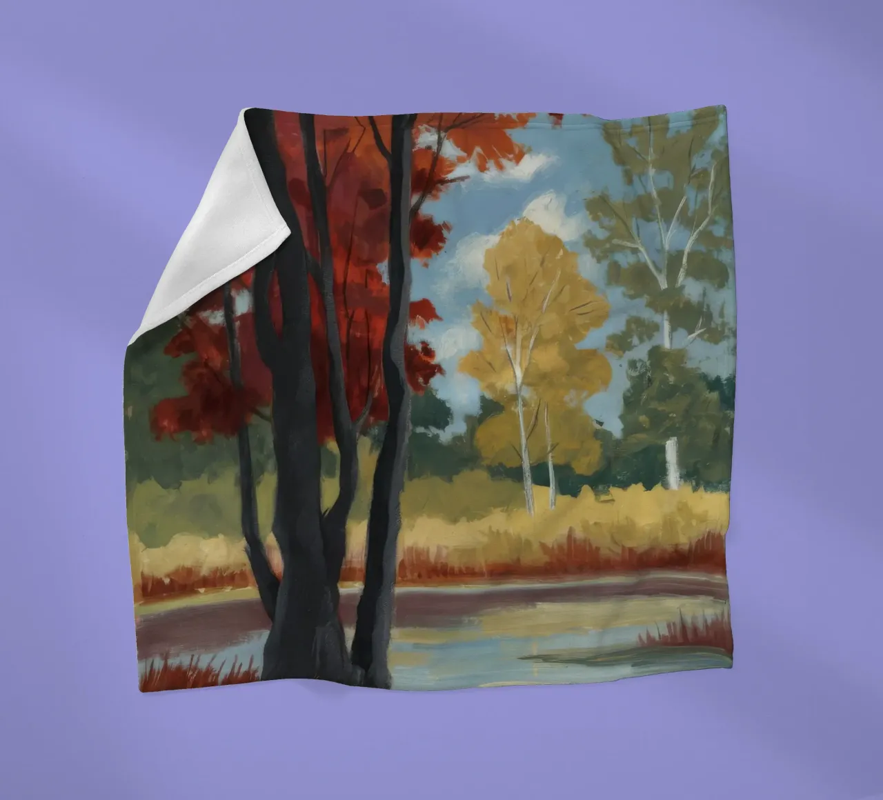 Autumnal Forest Tranquility fleece blanket by Verve Pigments
