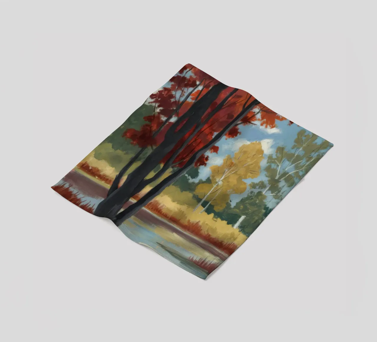 Autumnal Forest Tranquility fleece blanket by Verve Pigments