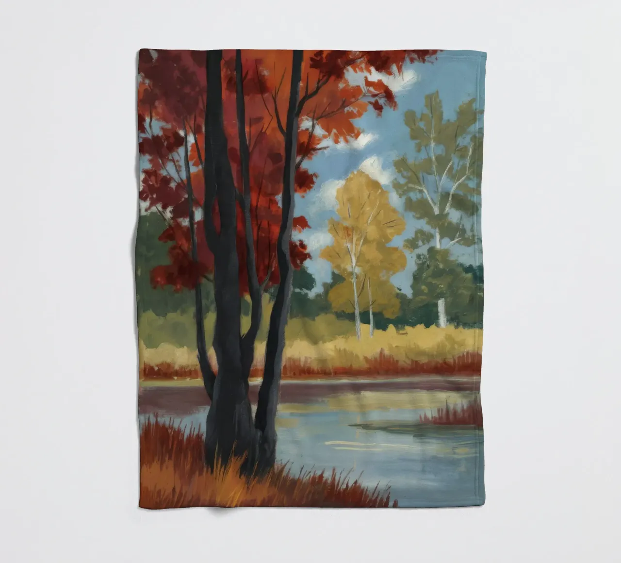 Autumnal Forest Tranquility fleece blanket by Verve Pigments
