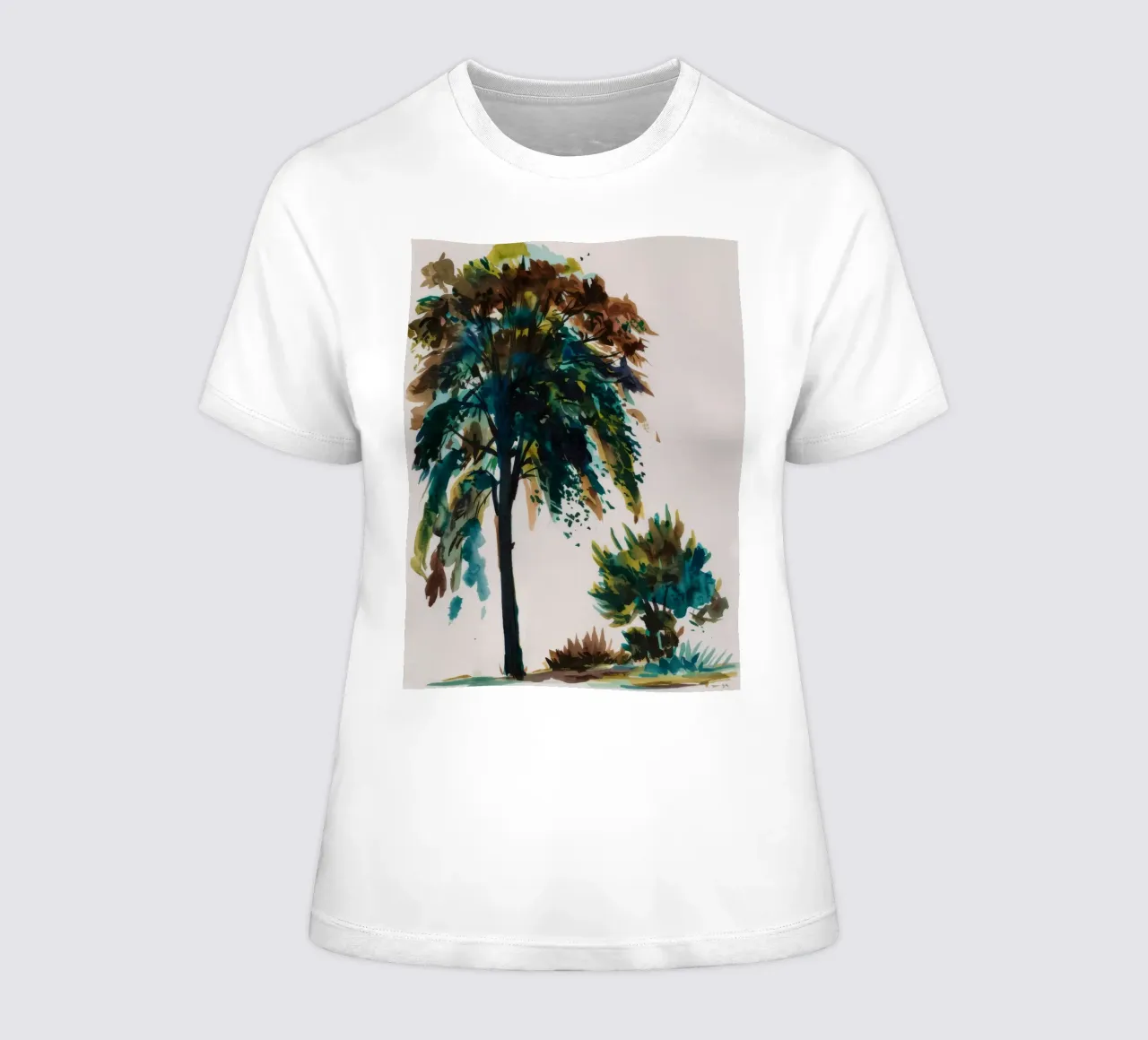 Verdant Tree Harmony women's fitted t-shirt by Verve Pigments
