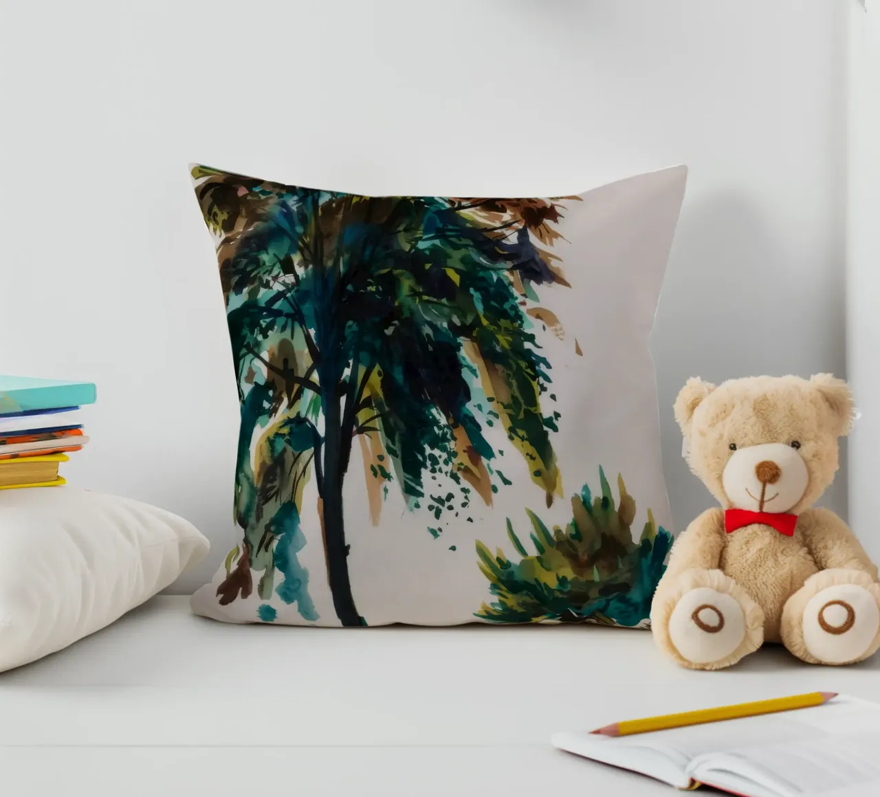 Verdant Tree Harmony decorative cushion by Verve Pigments