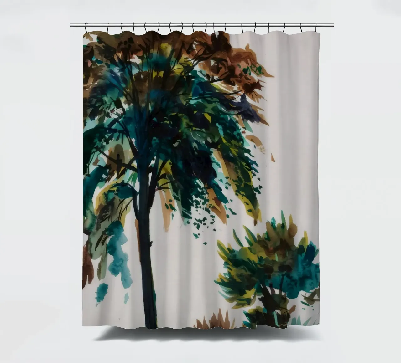 Verdant Tree Harmony shower curtain by Verve Pigments