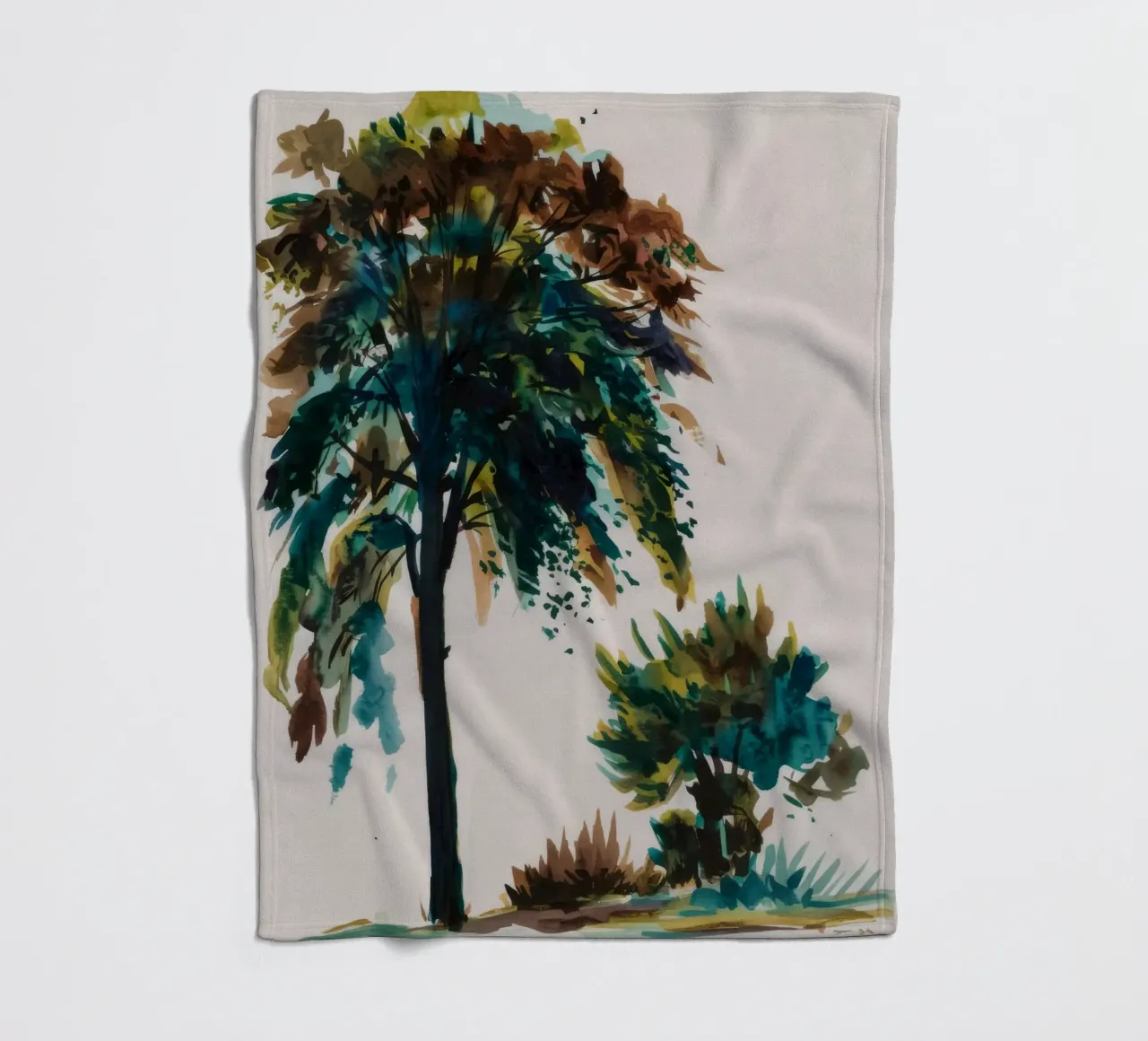 Verdant Tree Harmony fleece blanket by Verve Pigments