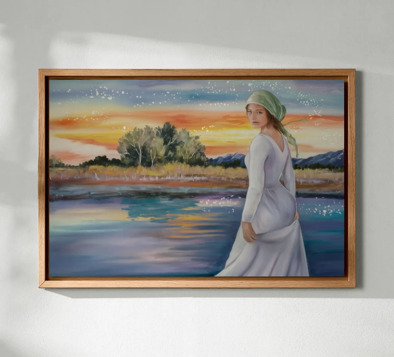 Sunset Stroll Reverie canvas with Floater frame by Verve Pigments