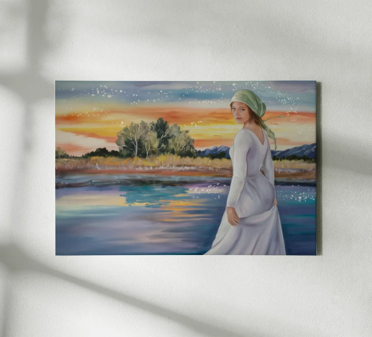 Sunset Stroll Reverie canvas with Floater frame by Verve Pigments