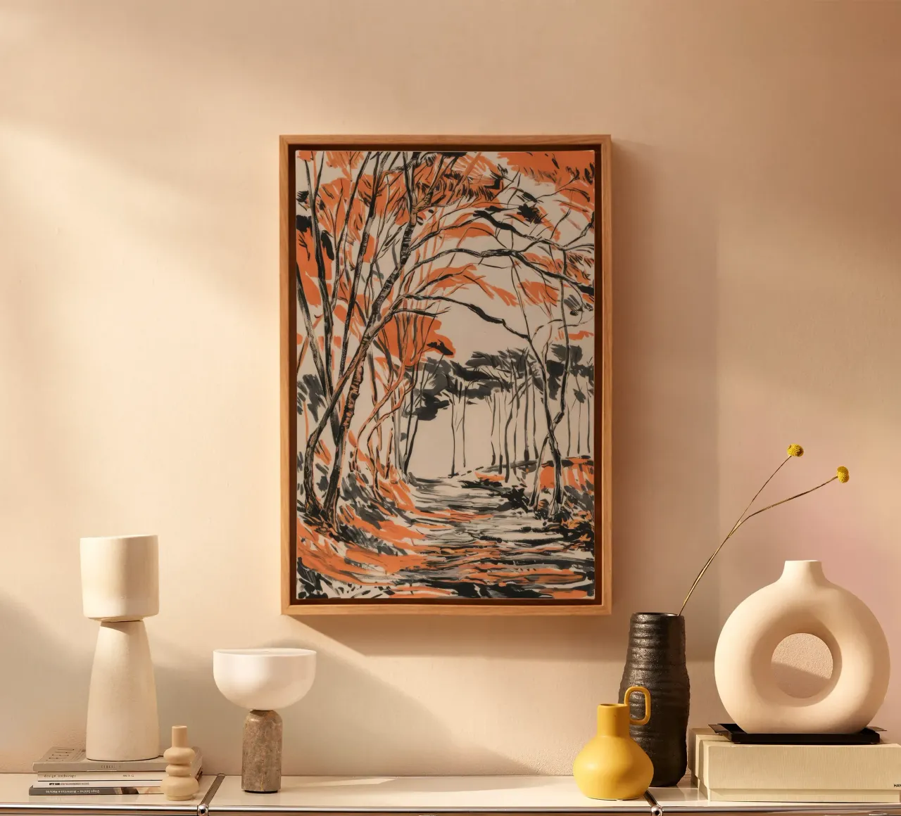 Herfstpad Elegantie canvas met Baklijst van Verve Pigments